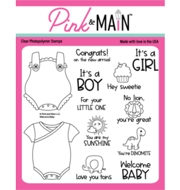 Pink & Main Welcome Baby - Stamp & Dies *