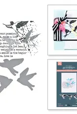 Spellbinders Collaged Birds Collection by Dina Wakely- Soaring 3D Embossing Folder