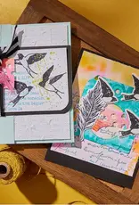 Spellbinders Collaged Birds Collection by Dina Wakely- Soaring 3D Embossing Folder