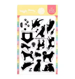 Waffle Flower Postage Collage Dog Silhouettes - Stamp