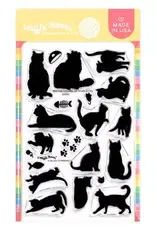 Waffle Flower Postage Collage Cat Silhouettes - Stamp
