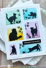 Waffle Flower Postage Collage Cat Silhouettes - Stamp