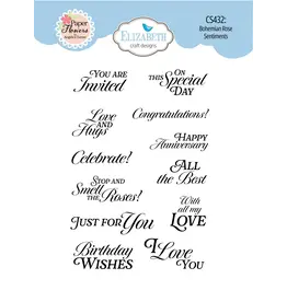 Elizabeth Craft Designs Bohemian Rose Sentiements - Stamp