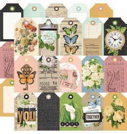 Simple Stories Simple Vintage Junk Drawer - Tag Elements - 12x12 Pattern Paper