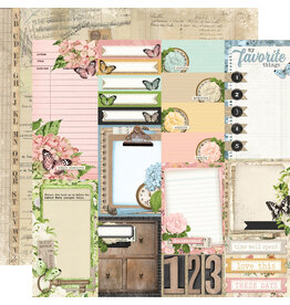 Simple Stories Simple Vintage Junk Drawer - Journal Elements - 12x12 Pattern Paper