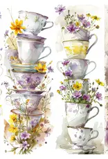 Simply Stated Design Floral Tea Cups - Bookmark Sheet
