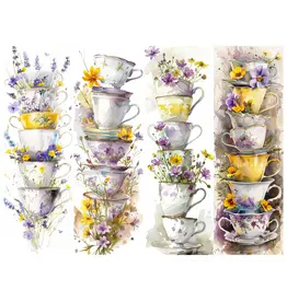 Simply Stated Design Floral Tea Cups - Bookmark Sheet