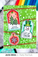 Pretty Pink Posh Snowflake Background - Stencil