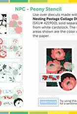 Waffle Flower Nesting Postage Collage Peony - Stencil
