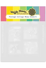Waffle Flower Postage Collage Meow - Stencils