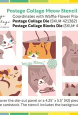 Waffle Flower Postage Collage Meow - Stencils