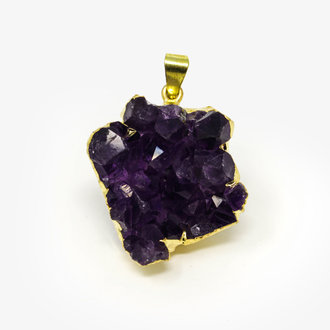 Amethyst Cluster Gold Plated Pendant