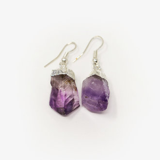 Amethyst Point Silver Plated Earrings