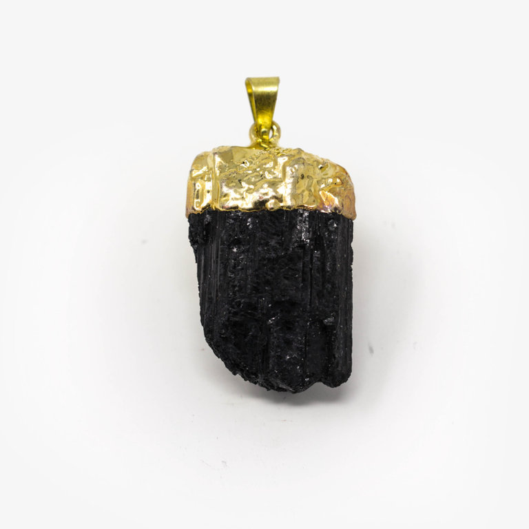 Black Tourmaline Gold Plated Pendant