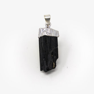 Black Tourmaline Silver Plated Pendant
