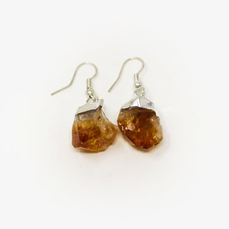 Citrine Point Silver Plated Earrings