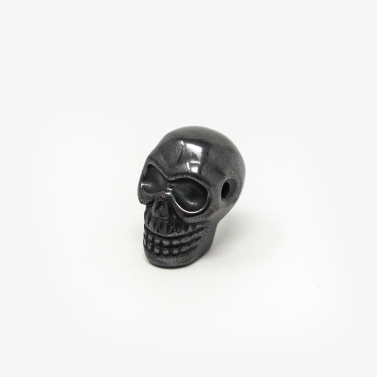 Hematite Drilled Skull Pendant