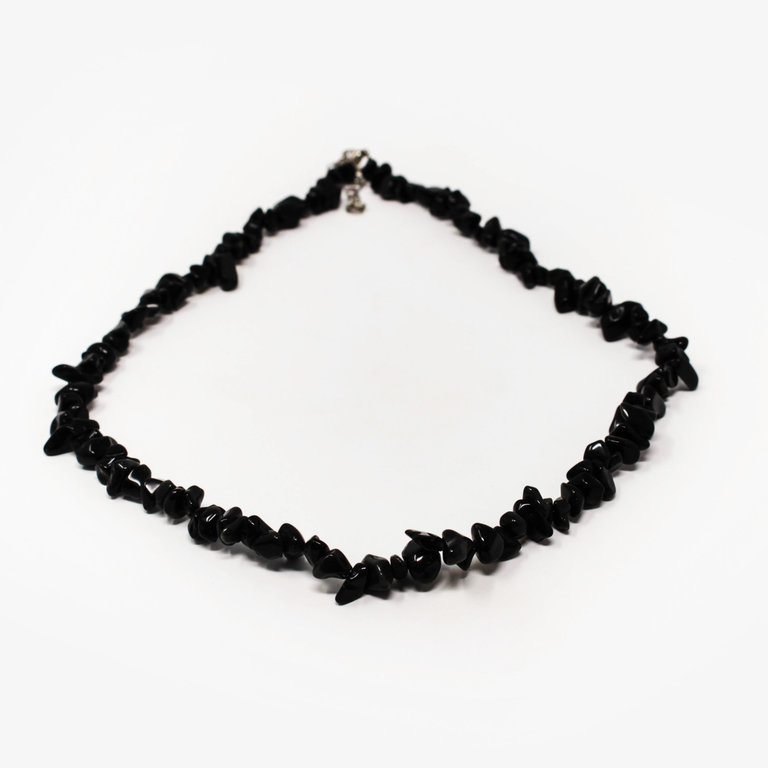 Obsidian Gem Chip Necklace