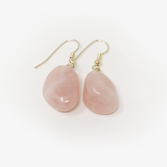Rose Quartz Tumbled Earrings