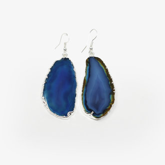 Agate Slice Silver Plated Earrings