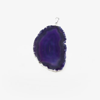 Agate Slice Silver Plated Pendant