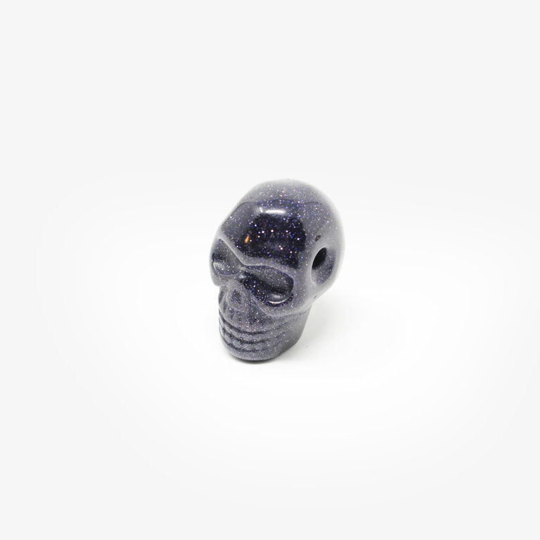 Blue Goldstone Drilled Skull Pendant