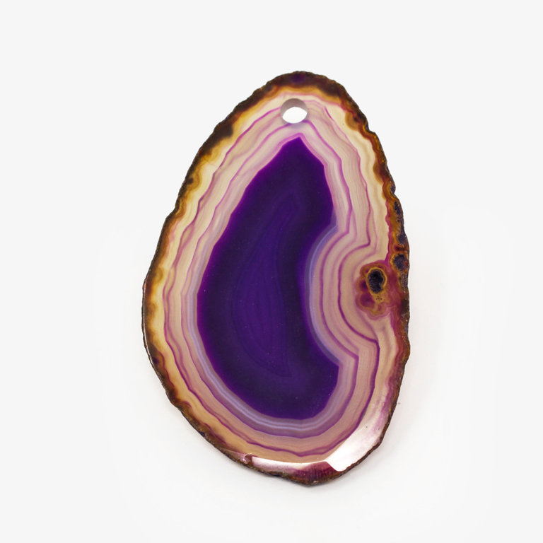 Agate Slice Drilled Pendant - Purple