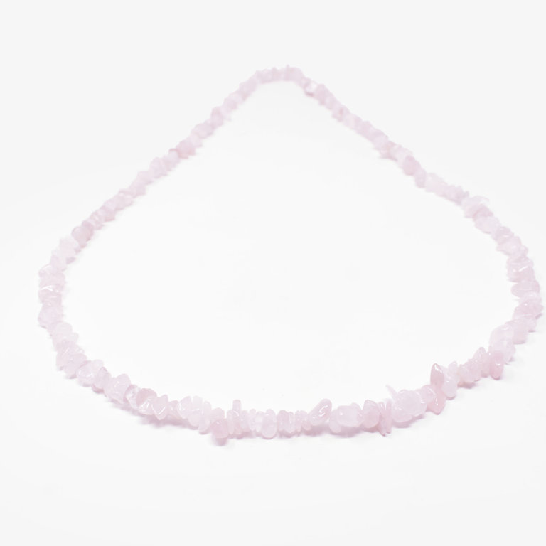 Rose Quartz Gem Chip Necklace - 36"