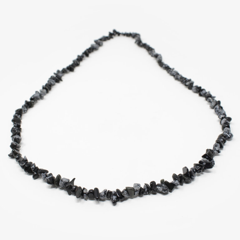 Snowflake Obsidian Gem Chip Necklace - 36"