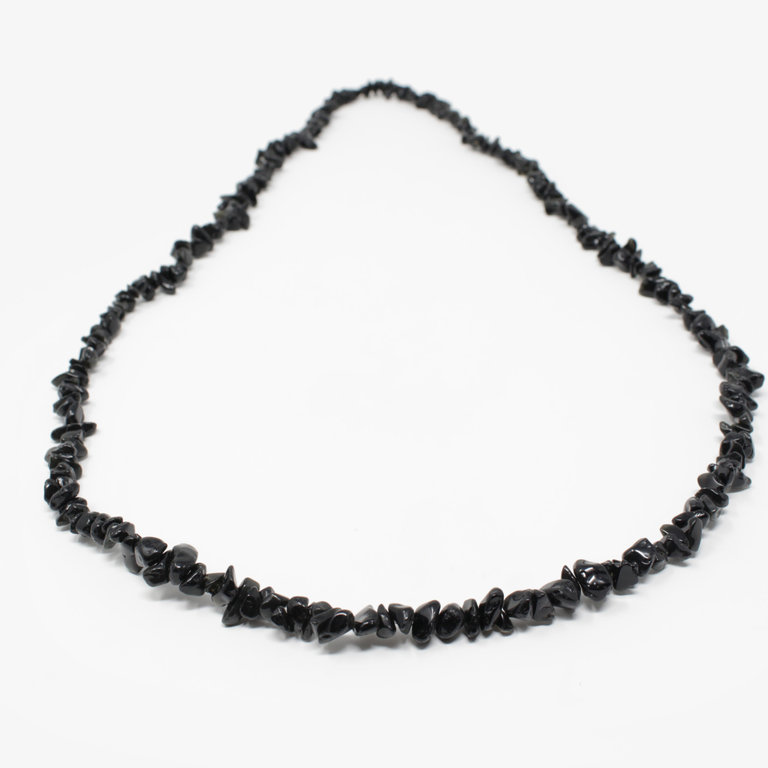 Obsidian Gem Chip Necklace - 36”