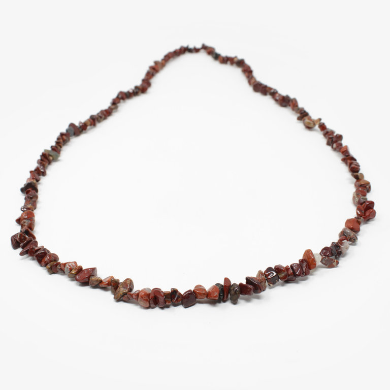 Red Jasper Gem Chip Necklace - 36"