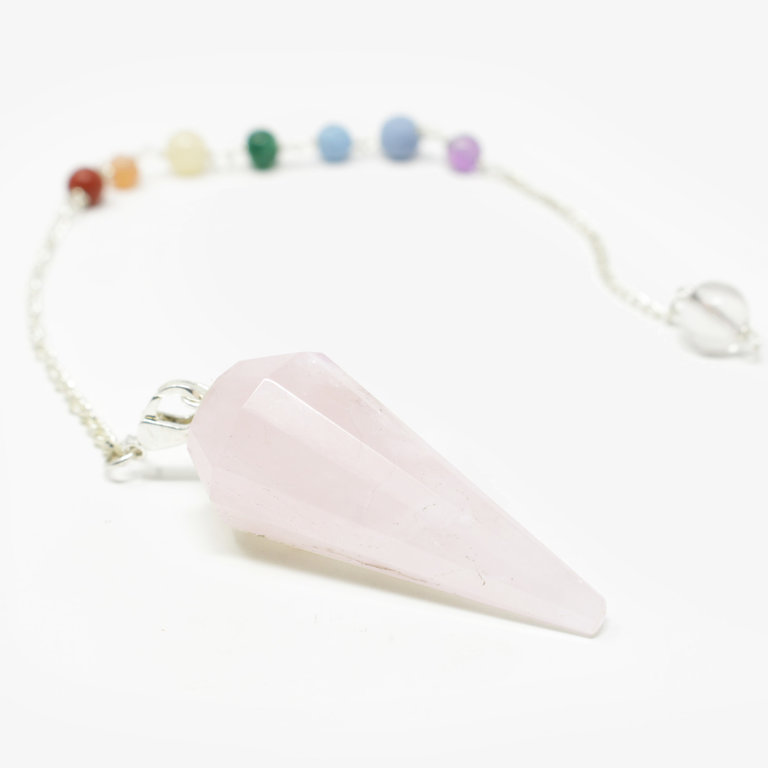 Rose Quartz 7 Chakra Pendulum