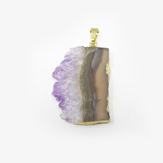 Amethyst Gold Plated Side Slice Pendant