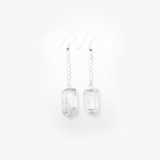 Clear Quartz Point Drop Earrings