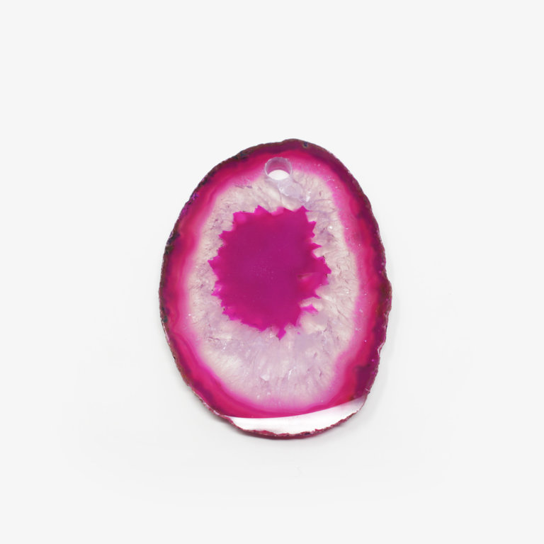 Agate Slice Drilled Pendant - Pink