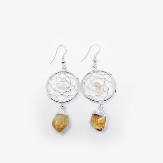 Citrine Silver Plated Dream Catcher Earrings