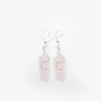 Rose Quartz Wire Wrapped Earrings