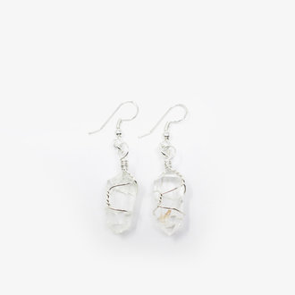 Clear Quartz Wire Wrapped Earrings