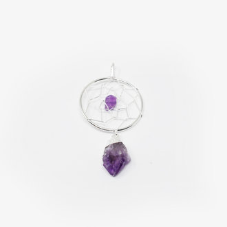 Amethyst Silver Plated Dream Catcher Pendant