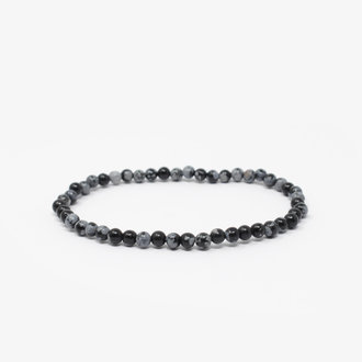 Snowflake Obsidian Bead Bracelet - 4MM