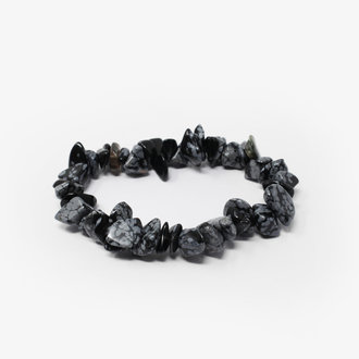 Snowflake Obsidian Chip Bracelet Large