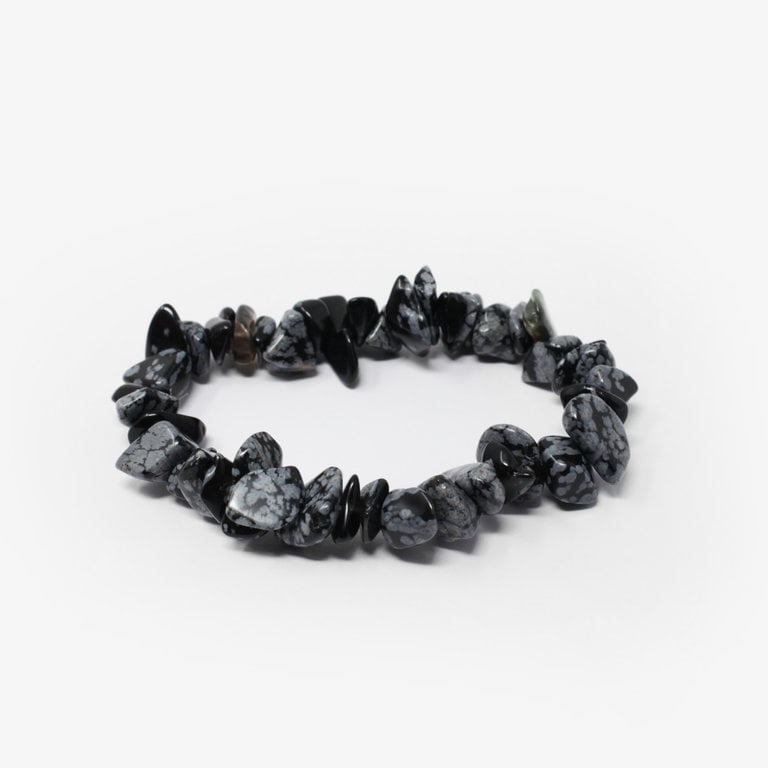 Snowflake Obsidian Chip Bracelet Large