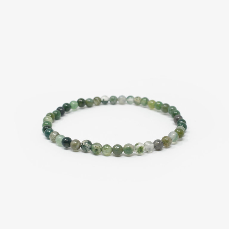 Moss Agate Bead Bracelet - 4MM