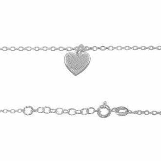 Silver Anklet - Heart Charm