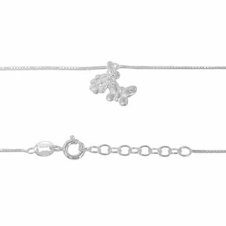 Silver Anklet - Flower + Butterfly Charm