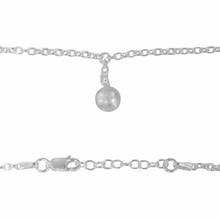 Silver Anklet - Ball Bead Charm