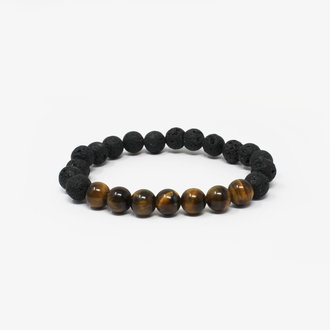 Tiger's Eye Power Bracelet - Lava Rock