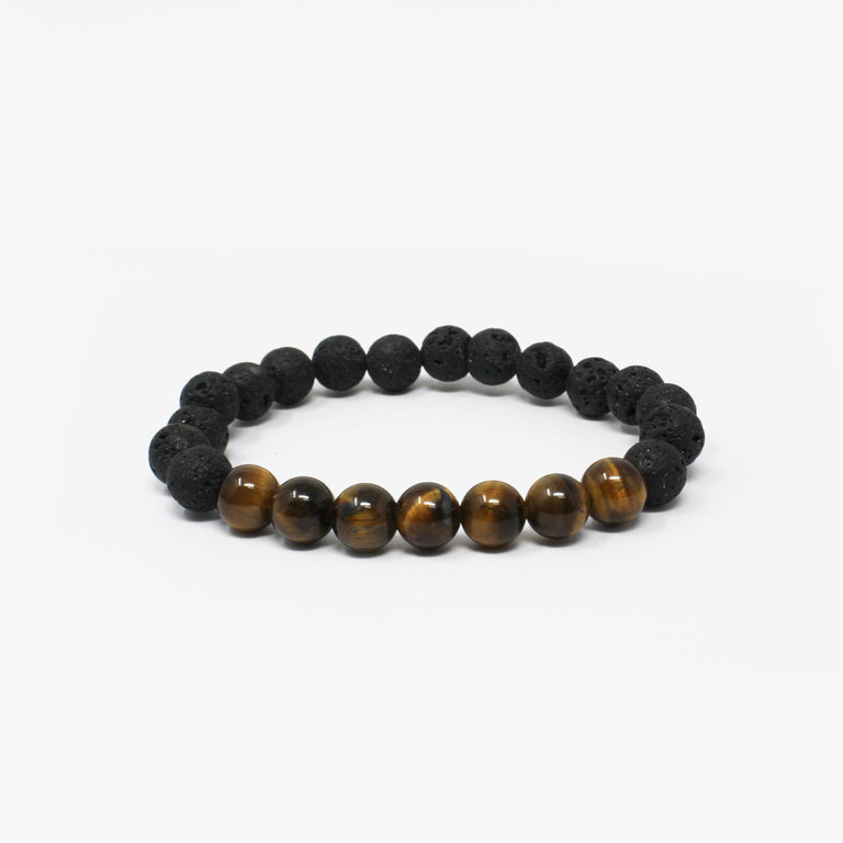 Tiger's Eye Power Bracelet - Lava Rock