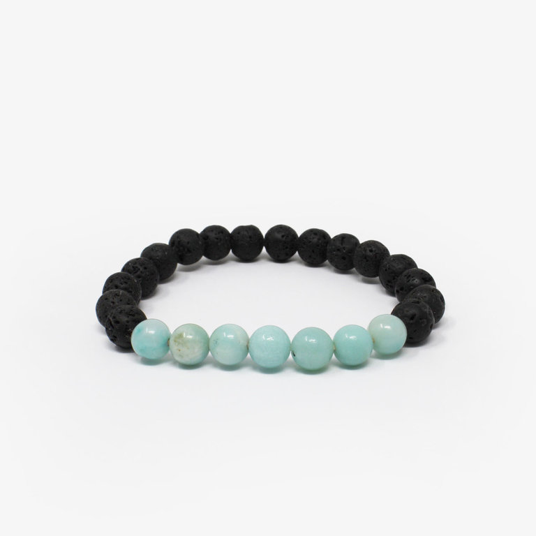 Amazonite Power Bracelet - Lava Rock