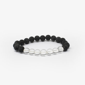 Clear Quartz Power Bracelet - Lava Rock